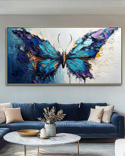 Blauer Schmetterling Abstrakt – Wandgemälde