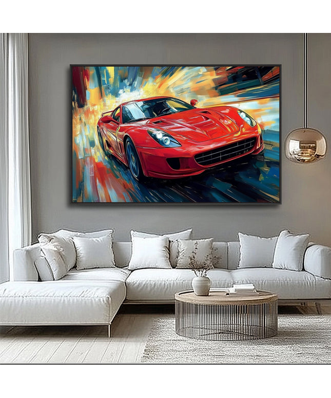 Roter Sportwagen Abstrakt – Wandgemälde