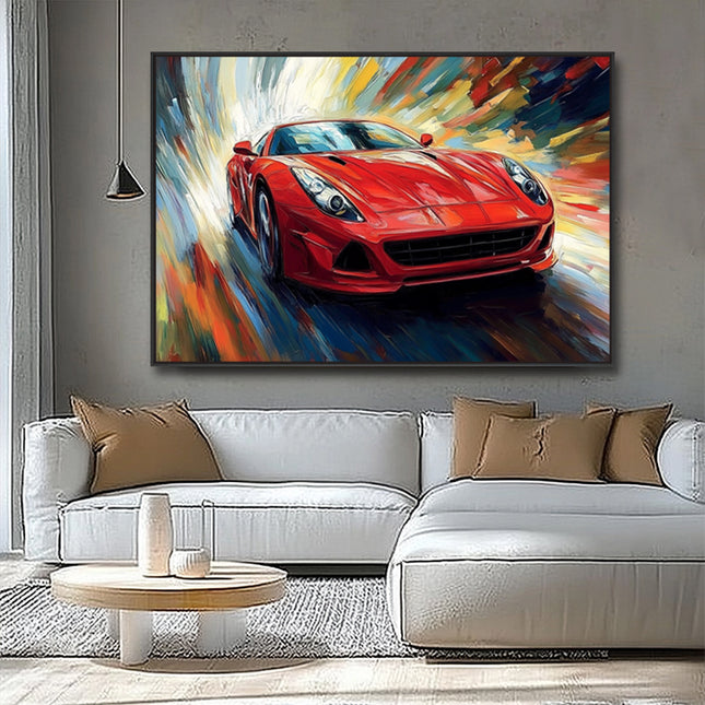 Roter Sportwagen Abstrakt – Wandgemälde