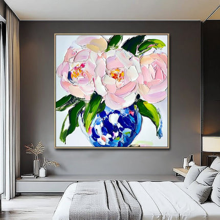 Rosa Pfingstrosen Vase – Wandgemälde