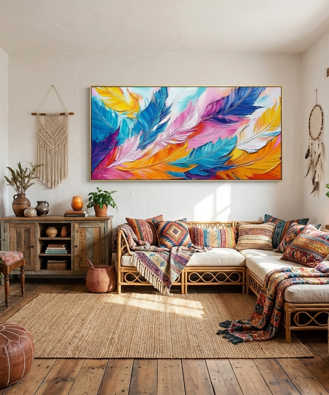 Bunte Federn – Spektakuläre Wandkunst
