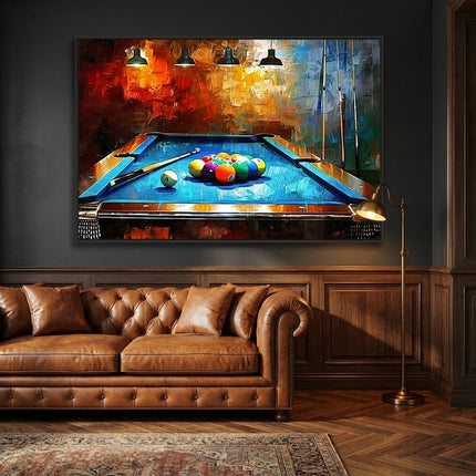 Billard Gemälde Abstrakt – Bunt