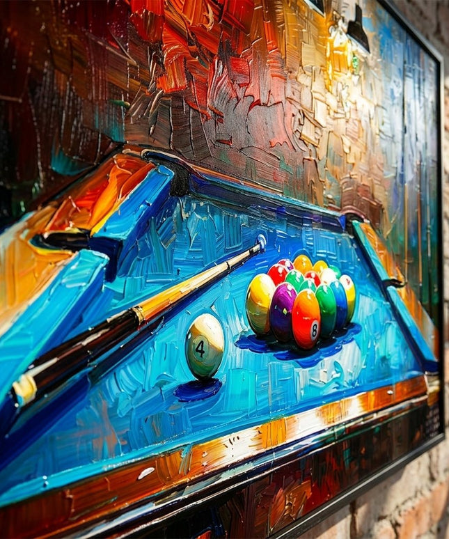 Billard Gemälde Abstrakt – Bunt