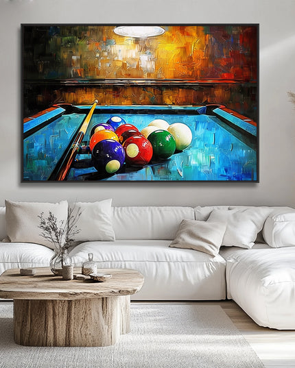 Billard Gemälde Abstrakt – Bunt