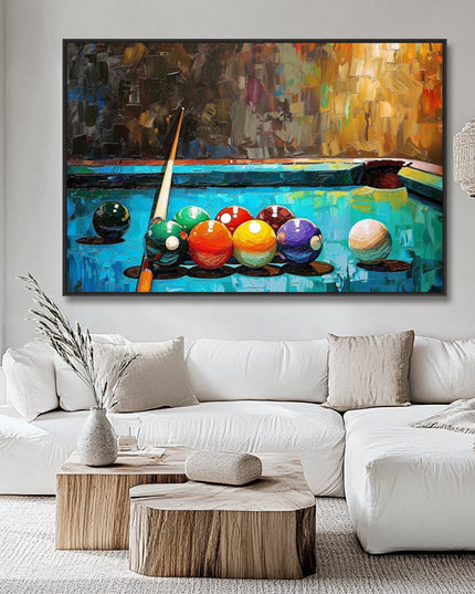 Billard Gemälde Abstrakt – Bunt