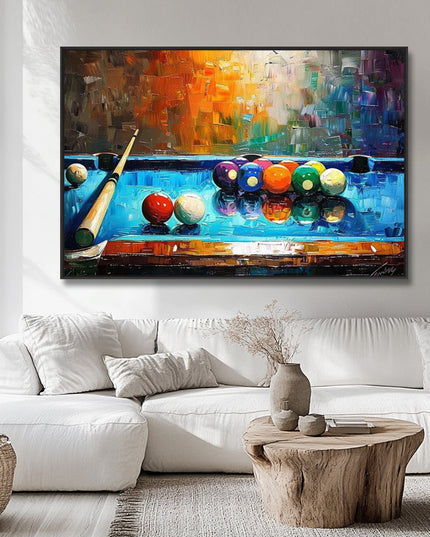 Billard Gemälde Abstrakt – Bunt