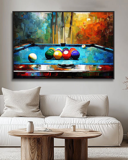 Billard Gemälde Abstrakt – Bunt