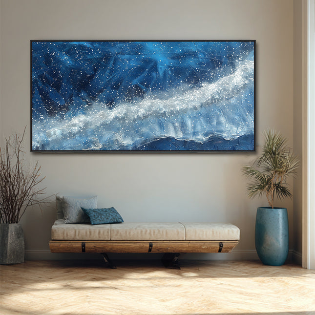 Blaue Eiswelle – Abstraktes Meeresgemälde