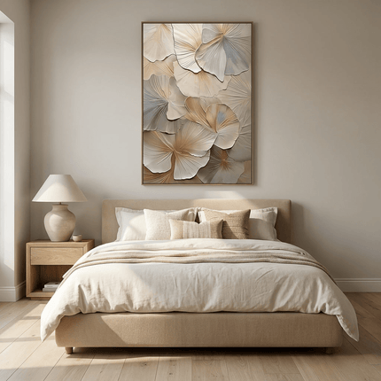 Botanische Blätter 3D Beige – Wandkunst