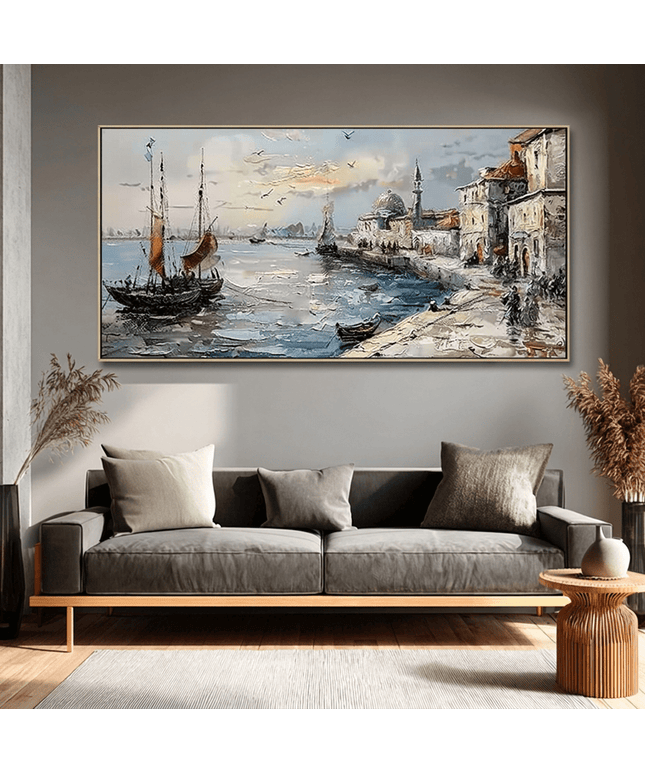 Hafen Stadtbild Klassisch – Gemälde