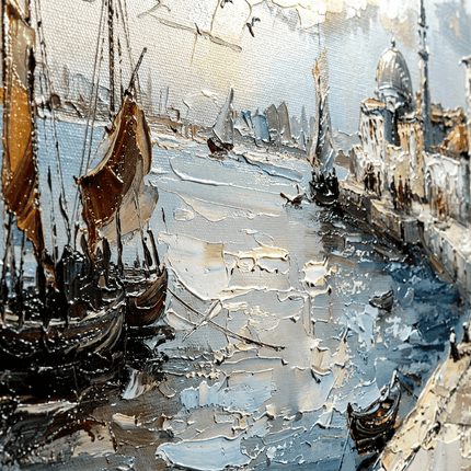 Hafen Stadtbild Klassisch – Gemälde