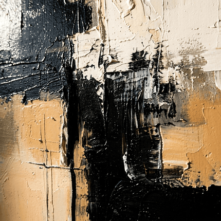Schwarz Beige Abstrakt – Wandgemälde