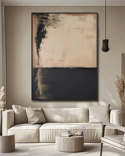 Beige Schwarz Minimal – Wandbild