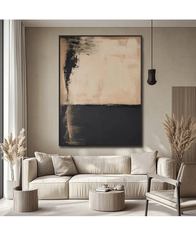 Beige Schwarz Minimal – Wandbild