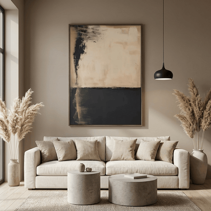Beige Schwarz Minimal – Wandbild