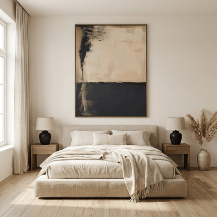 Beige Schwarz Minimal – Wandbild