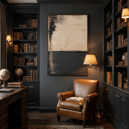 Beige Schwarz Minimal – Wandbild