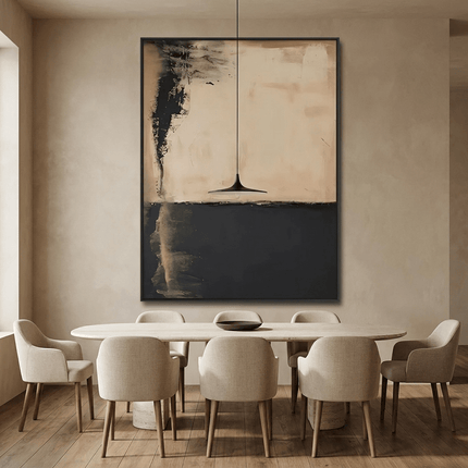 Beige Schwarz Minimal – Wandbild