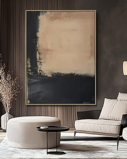 Beige Schwarz Minimal – Wandbild