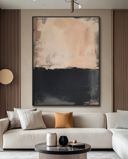 Beige Schwarz Minimal – Wandbild