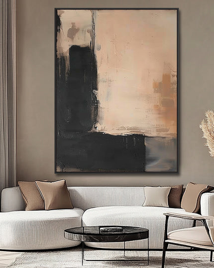 Beige Schwarz Minimal – Wandbild