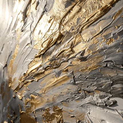 White Gold Abstract Swirl – Painting