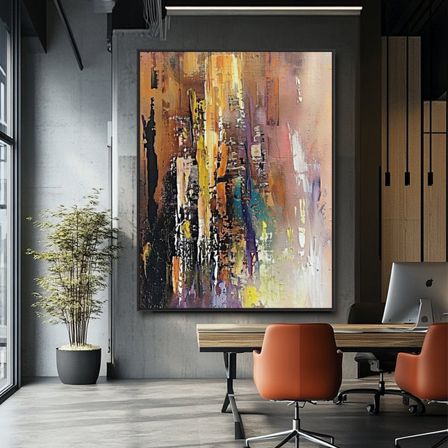 Lila Orange Abstrakt – Buntes Gemälde