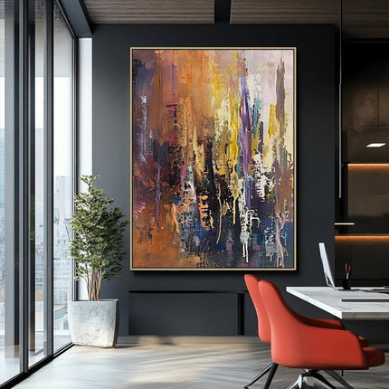 Lila Orange Abstrakt – Buntes Gemälde