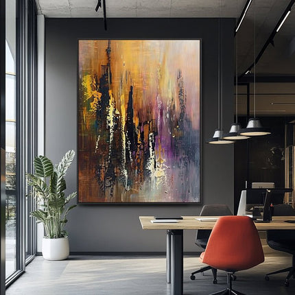 Lila Orange Abstrakt – Buntes Gemälde