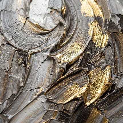 Gold Beige Abstrakt Horizontal – Gemälde
