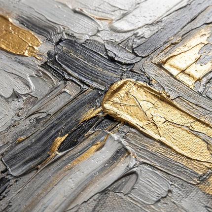 Grau Gold Abstrakt – Wandgemälde