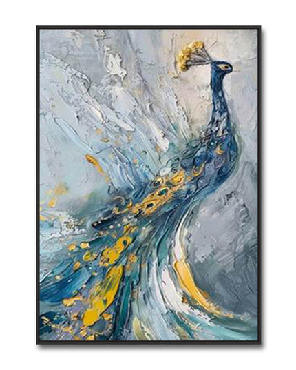 Blauer Pfau Gold – Wandgemälde