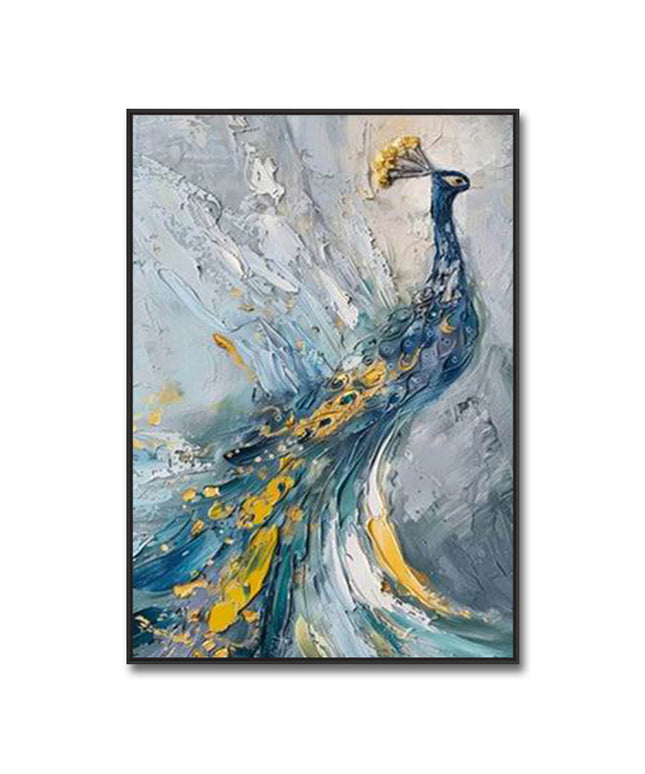 Blauer Pfau Gold – Wandgemälde