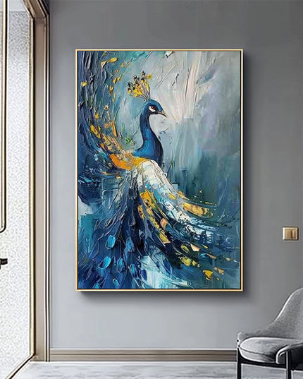 Blauer Pfau Gold – Wandgemälde