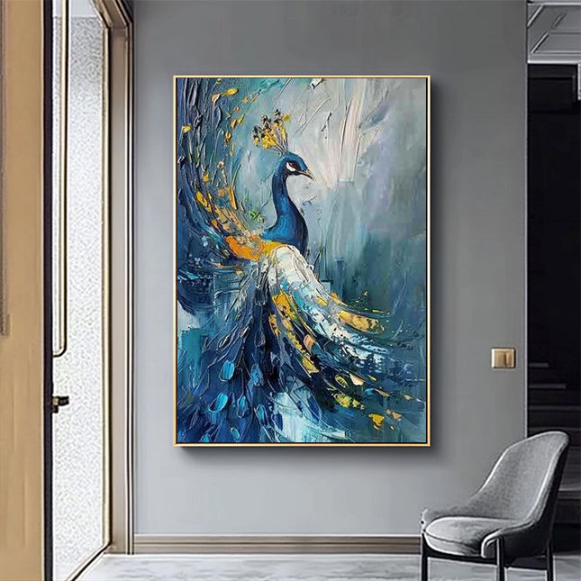 Blauer Pfau Gold – Wandgemälde