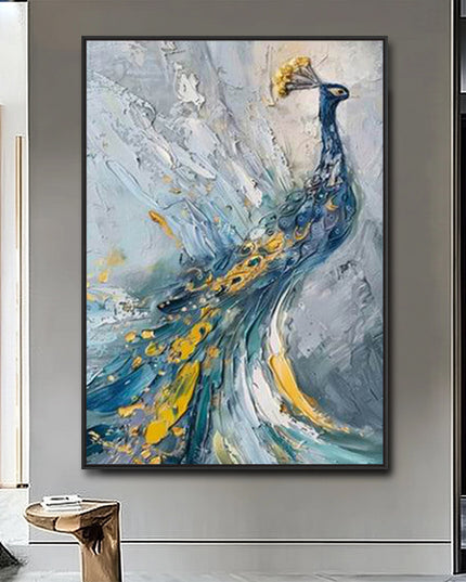 Blauer Pfau Gold – Wandgemälde