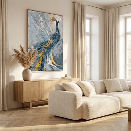 Blauer Pfau Gold – Wandgemälde
