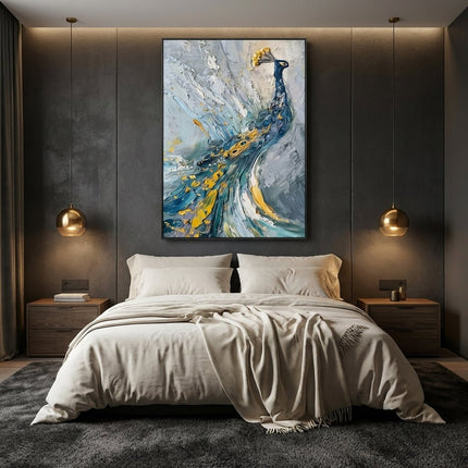 Blauer Pfau Gold – Wandgemälde