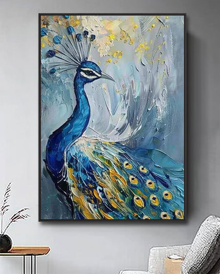 Blauer Pfau Gold – Wandgemälde