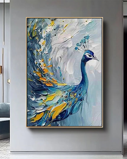 Blauer Pfau Gold – Wandgemälde