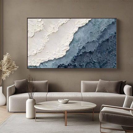 Weiss Rosa Sand Abstrakt Panorama – Wandgemälde