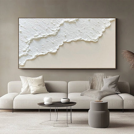 Weiss Rosa Sand Abstrakt Panorama – Wandgemälde