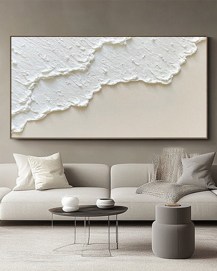 Weiss Rosa Sand Abstrakt Panorama – Wandgemälde