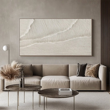 Weiss Rosa Sand Abstrakt Panorama – Wandgemälde