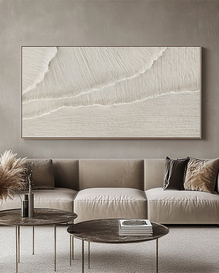 Weiss Rosa Sand Abstrakt Panorama – Wandgemälde
