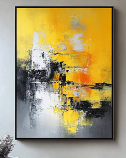 Gelb Schwarz Abstrakt Bold – Wandgemälde