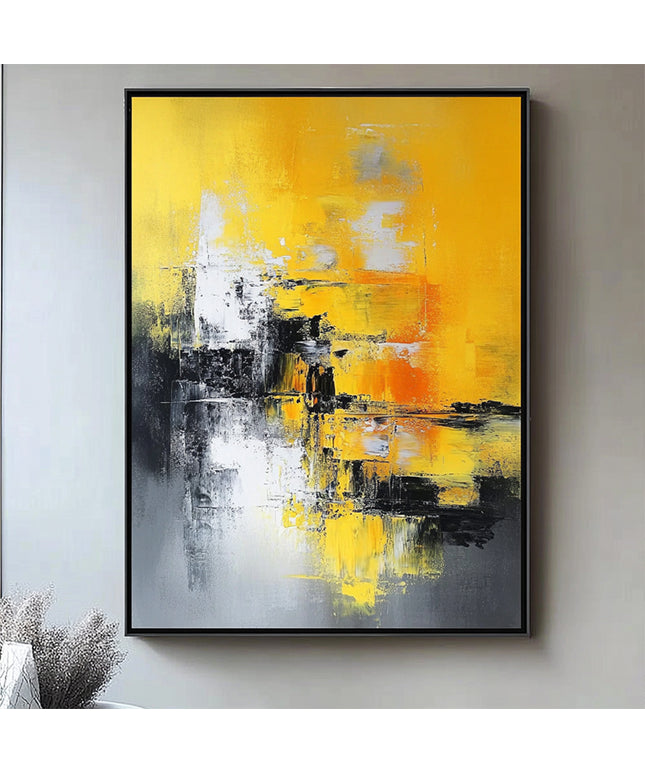 Gelb Schwarz Abstrakt Bold – Wandgemälde