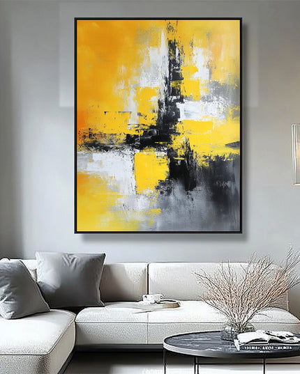 Gelb Schwarz Abstrakt Bold – Wandgemälde