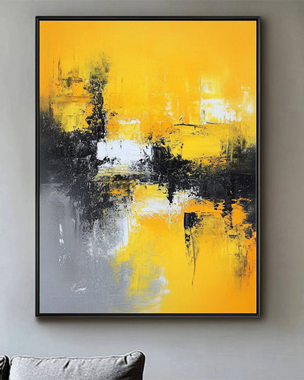 Gelb Schwarz Abstrakt Bold – Wandgemälde