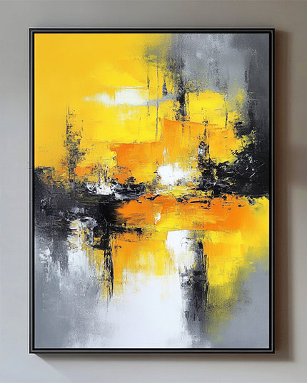 Gelb Schwarz Abstrakt Bold – Wandgemälde